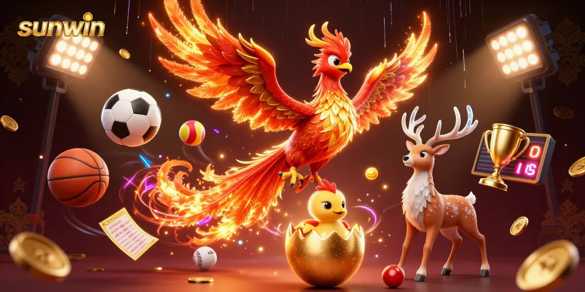 Experience thrilling moments with Sunwin as the mythical phoenix soars amidst golden casino treasures.