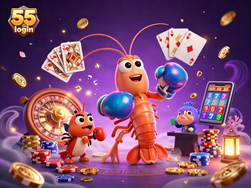 Experience seamless access with the vibrant 55 club login scene featuring dynamic gambling elements.