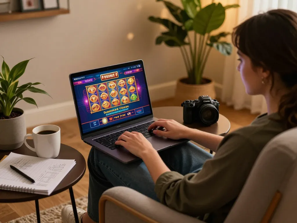Engaging in online gaming at home with xx88 platform displaying vibrant casino games.