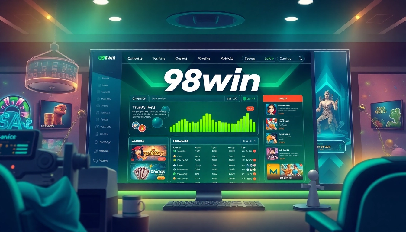 98win online gaming platform interface showcasing vibrant design and user-friendly features.