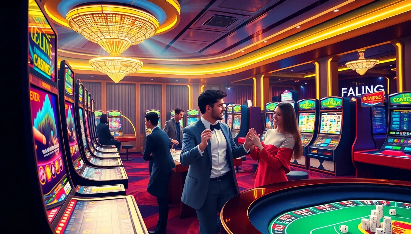 E28 online casino vibrant gaming scene with players enjoying slots and poker tables.