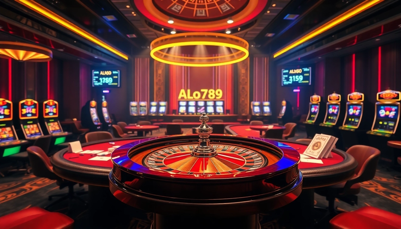 Experience the thrill of ALo789 at a vibrant casino with roulette, poker, and slot machines.
