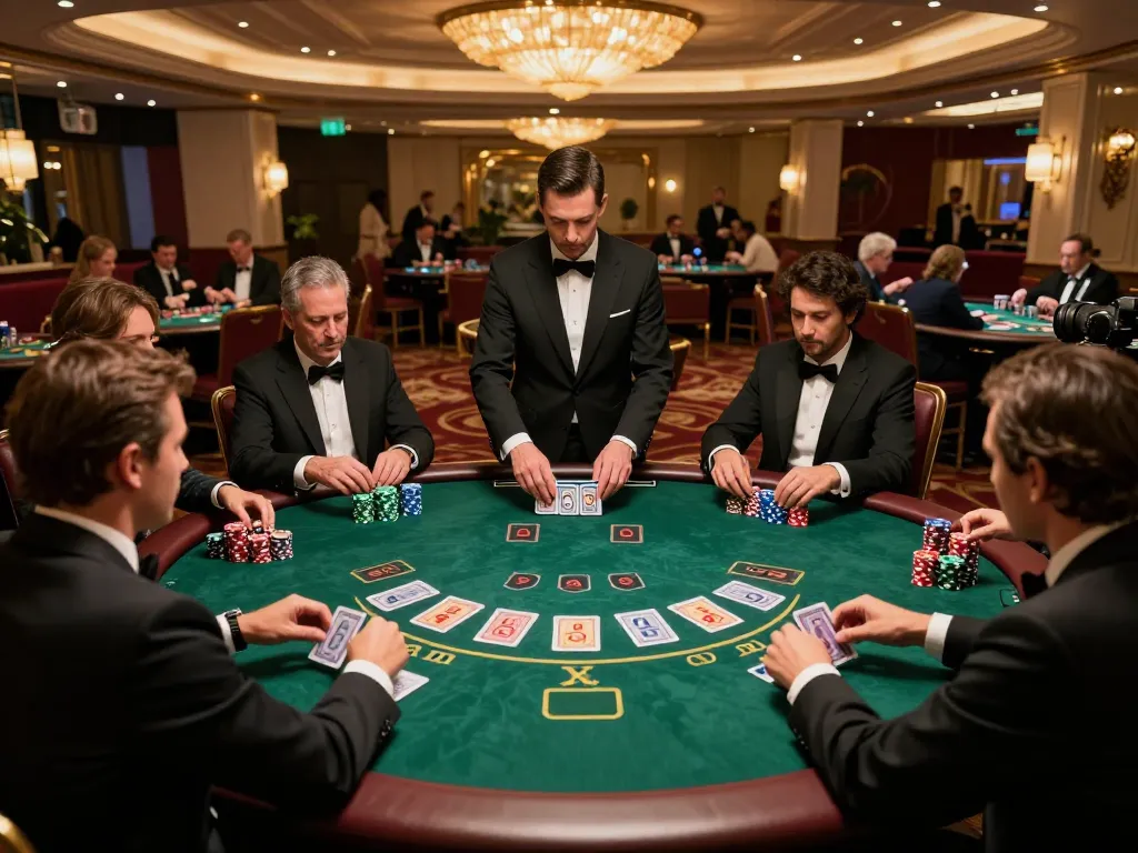 Players engaging in a strategic game of Blackjack at Fly88 casino, showcasing the excitement and atmosphere of high-stakes gambling.