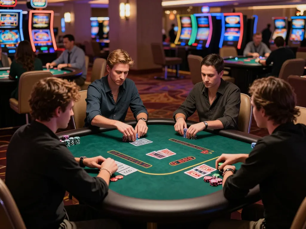 lv88 poker players strategizing with chips at an elegant casino table during a dynamic game