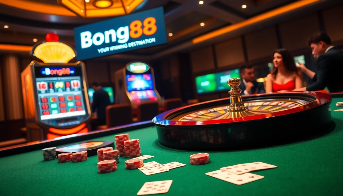 Bong88 offers thrilling casino experiences with poker tables, vibrant slot machines, and lively atmosphere.