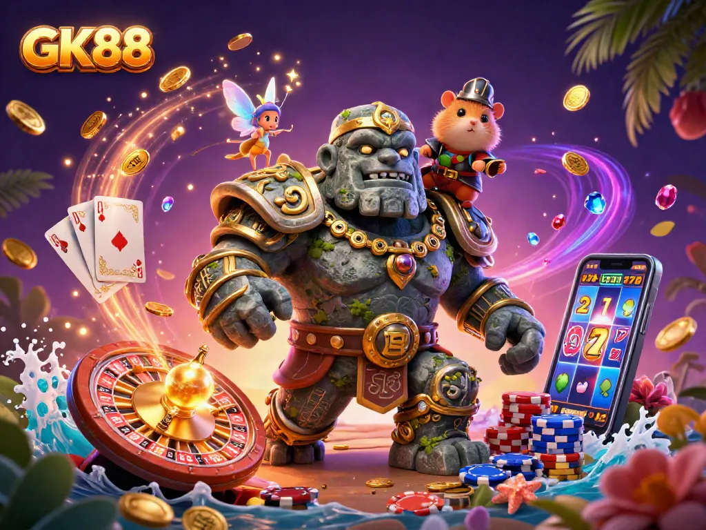 Experience GK88's vibrant casino world filled with magical characters, coins, and thrilling games.