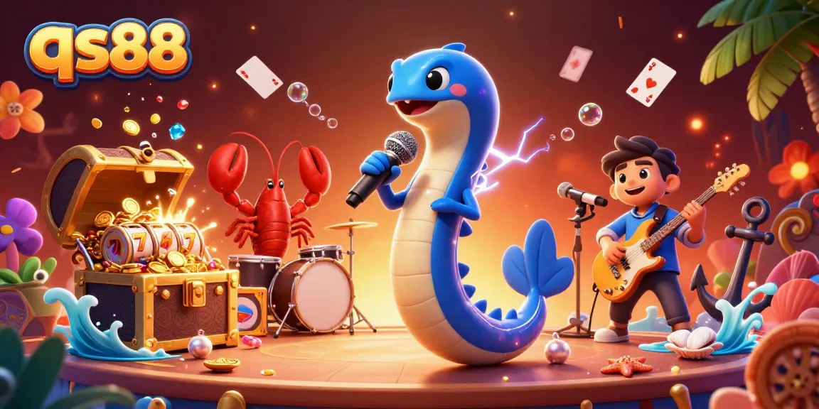 Experience thrilling gameplay with qs88 in an underwater casino featuring vibrant characters and treasure.