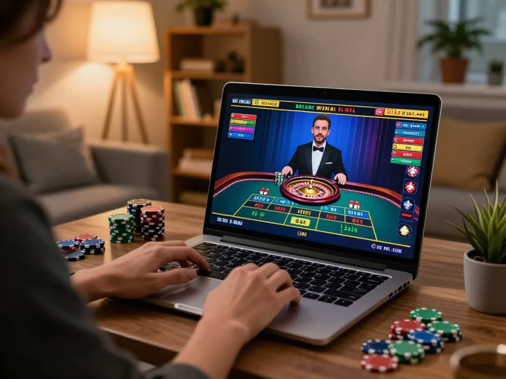 Engaging in a thrilling online roulette game with NK88 from the comfort of home while managing strategies.
