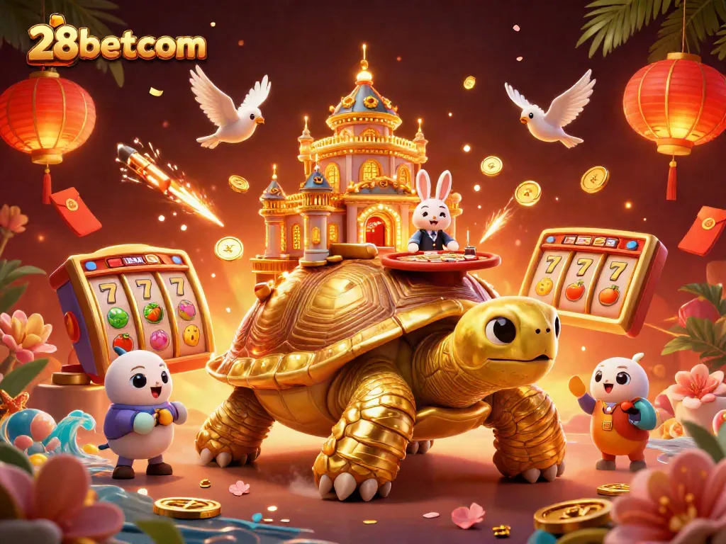 Experience 28betcom's dynamic scene with golden tortoise casino, vibrant games, and winning excitement.