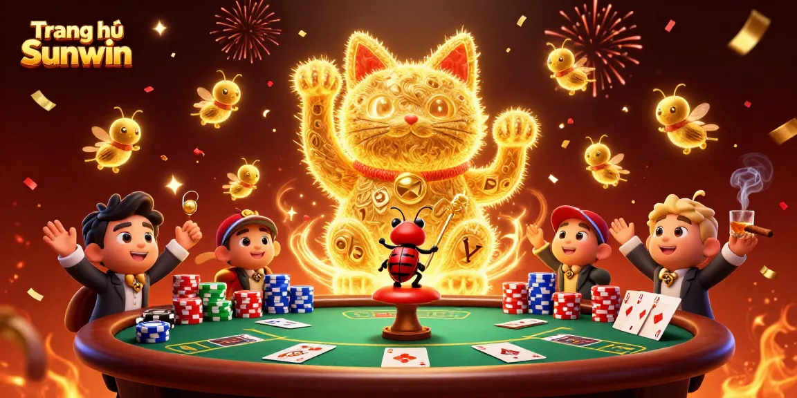 Experience Trang chủ Sunwin with a dynamic lucky cat symbolizing casino excitement and games.
