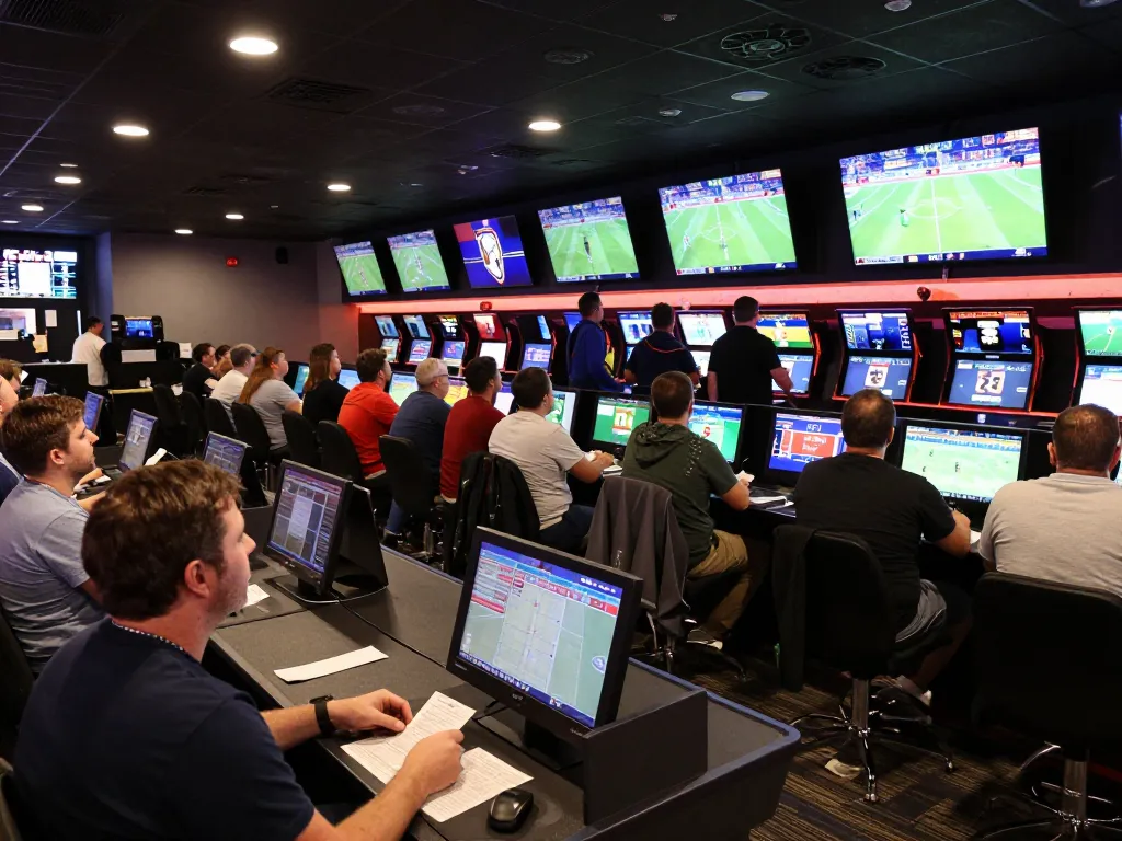 Experience excitement with ผลบอลวันนี้ updates at a lively sports betting venue.