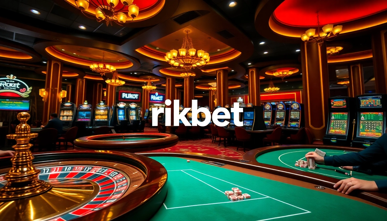 Players enjoying a thrilling game at RIKBET casino with vibrant roulette and slot machines.