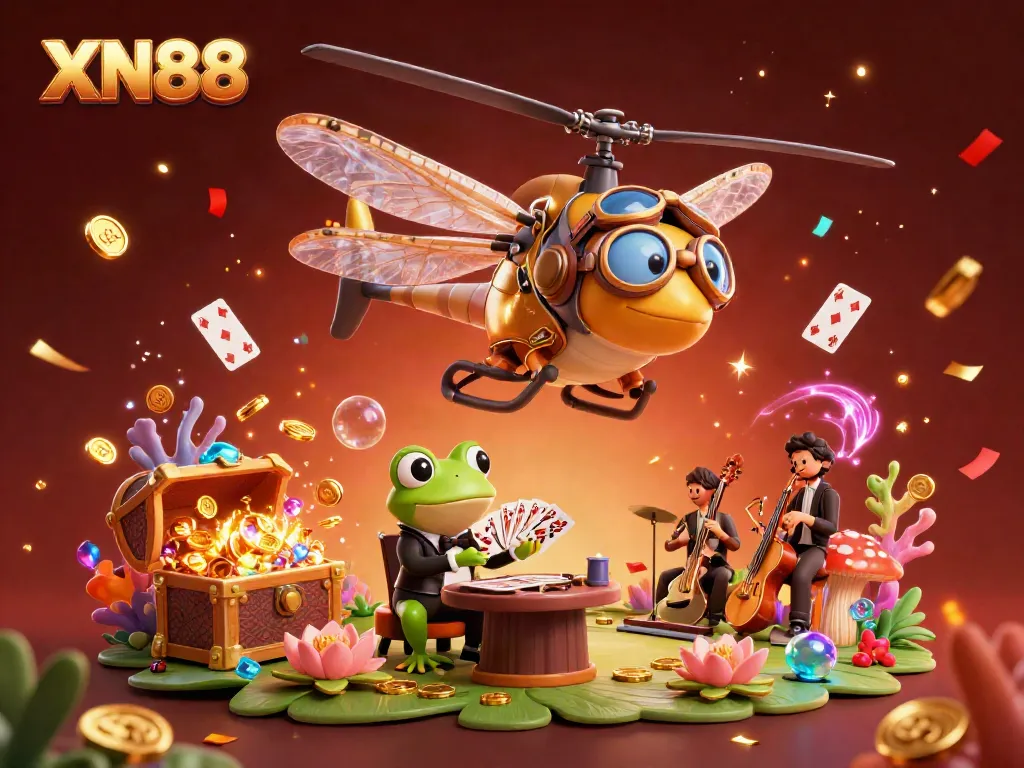 Experience thrilling action at XN88 with a vibrant 3D casino scene featuring dynamic characters and exciting game elements.