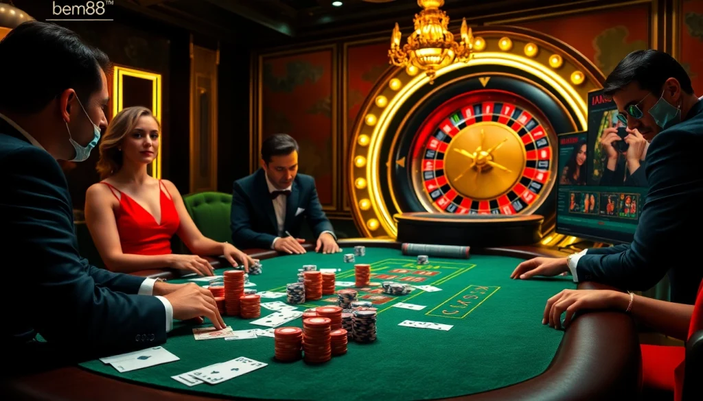 Engage with the thrill of gambling at https://bem88.io/ with an exciting casino poker scene.