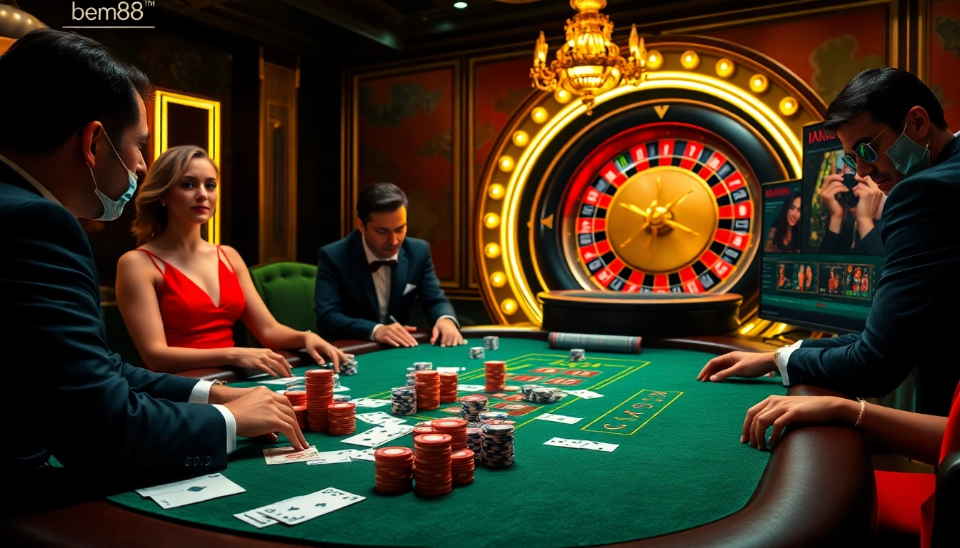 Engage with the thrill of gambling at https://bem88.io/ with an exciting casino poker scene.