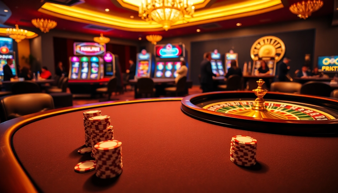 Engaging scene of casino gaming at TG88 with players enjoying poker and roulette.