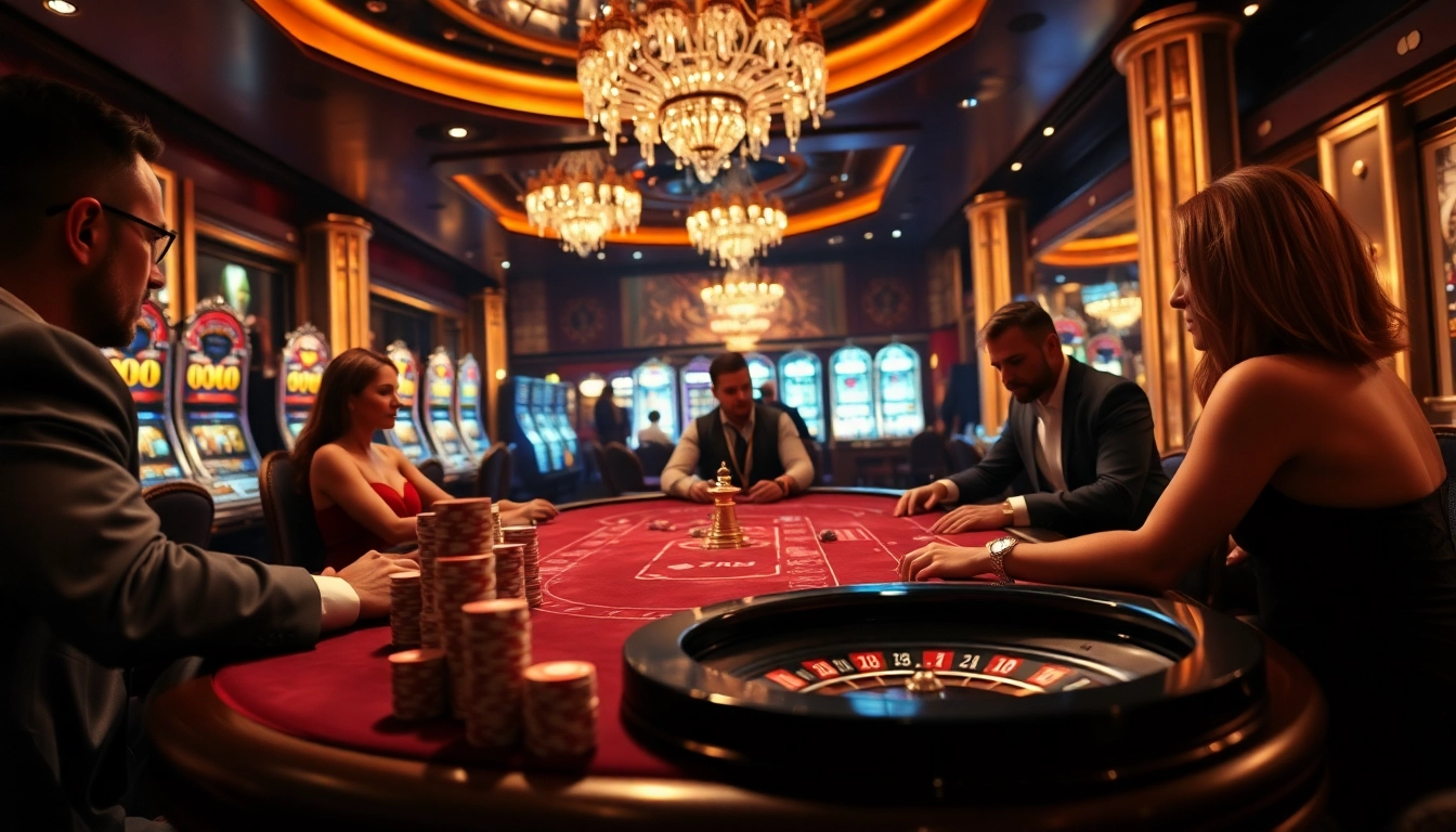 Exciting casino scene highlighting poker gameplay and roulette, showcasing 788t features.