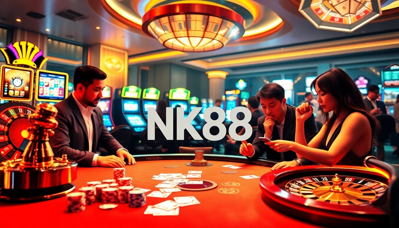 Experience thrilling gameplay at NK88 with engaging casino tables and vibrant slot machines.