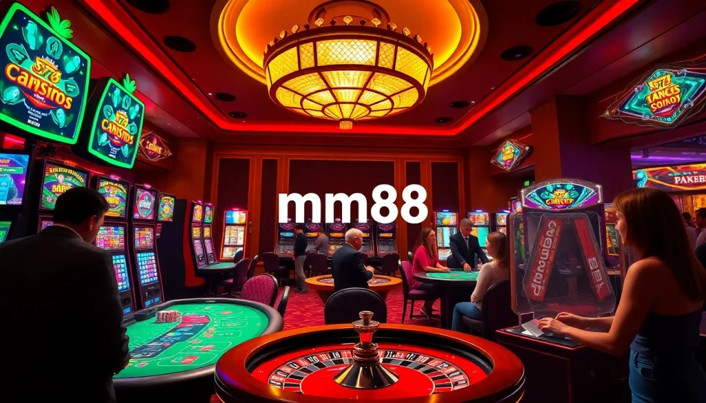 Experience the thrill of mm88 casino games with vibrant slot machines and engaged players.