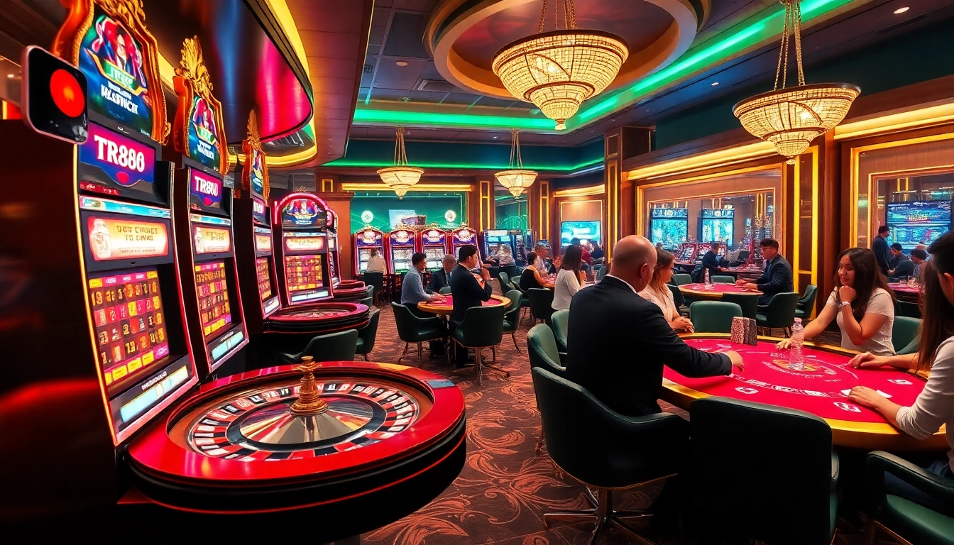 Experience the excitement of TR88 with vibrant slot machines and engaging poker plays.