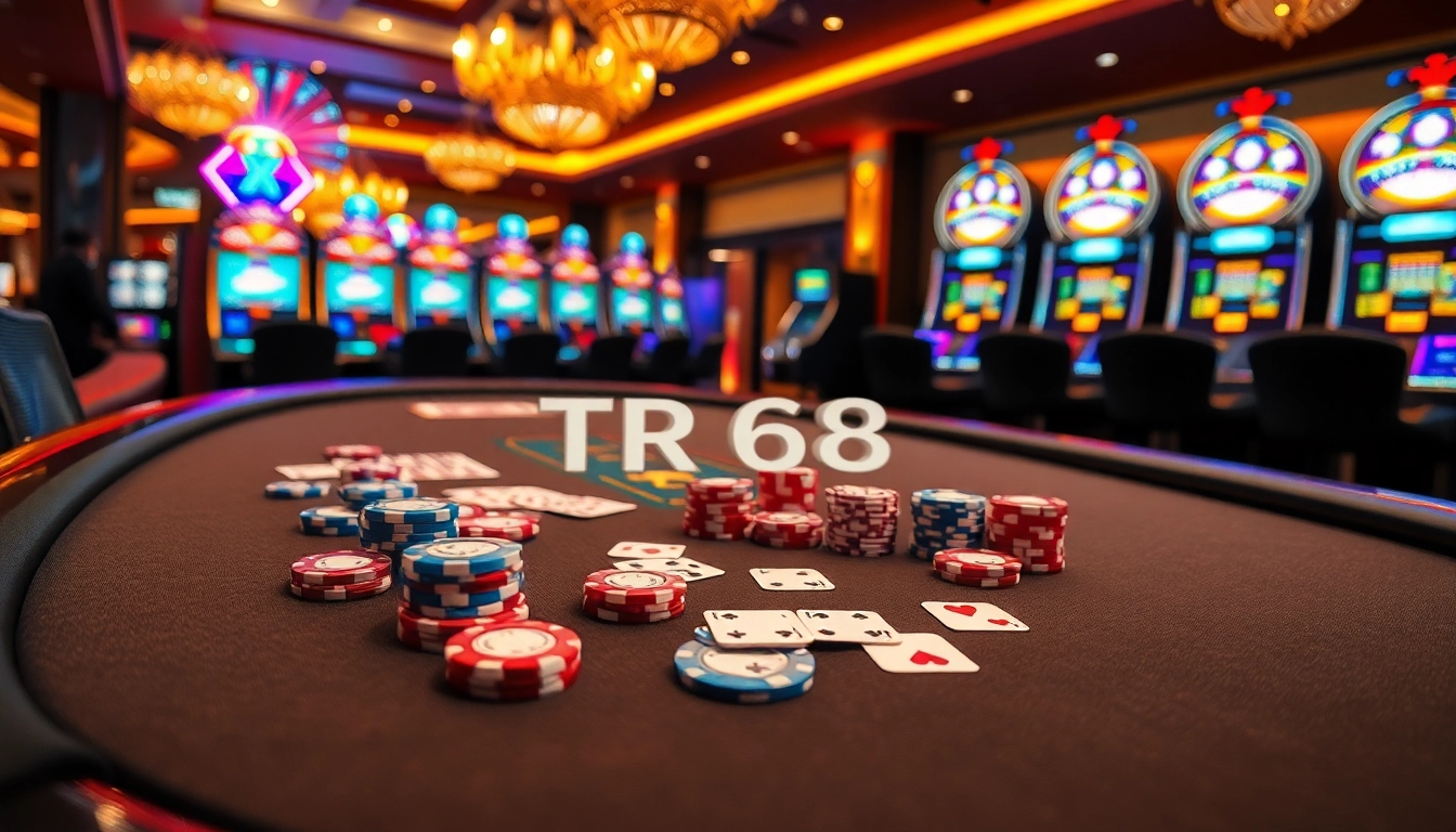 Engage with the thrilling TR88 gaming experience featuring vibrant casino elements.