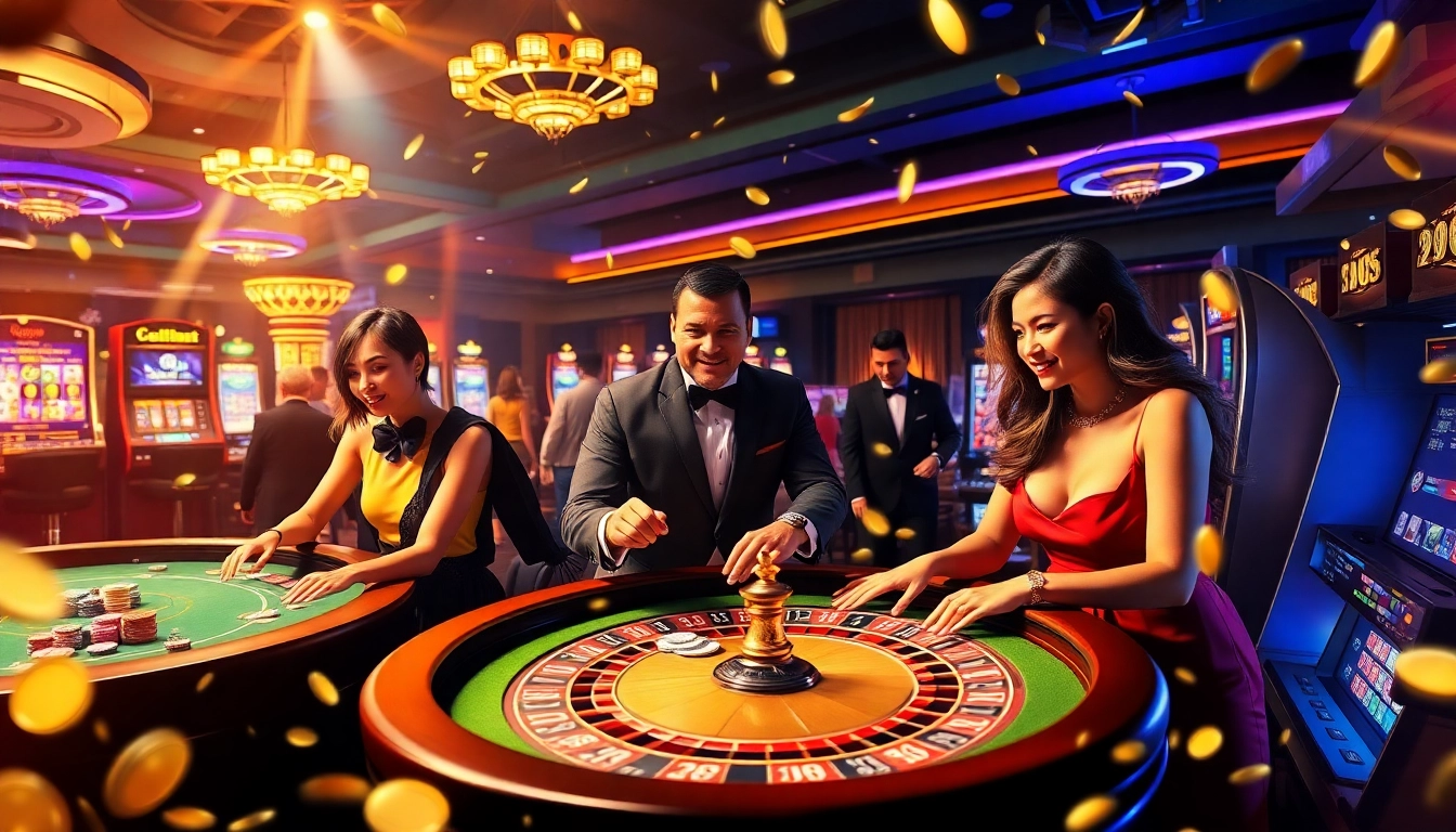Experience thrilling gaming at https://566.beauty/ with vibrant casino scenes featuring excited players and luxurious surroundings.
