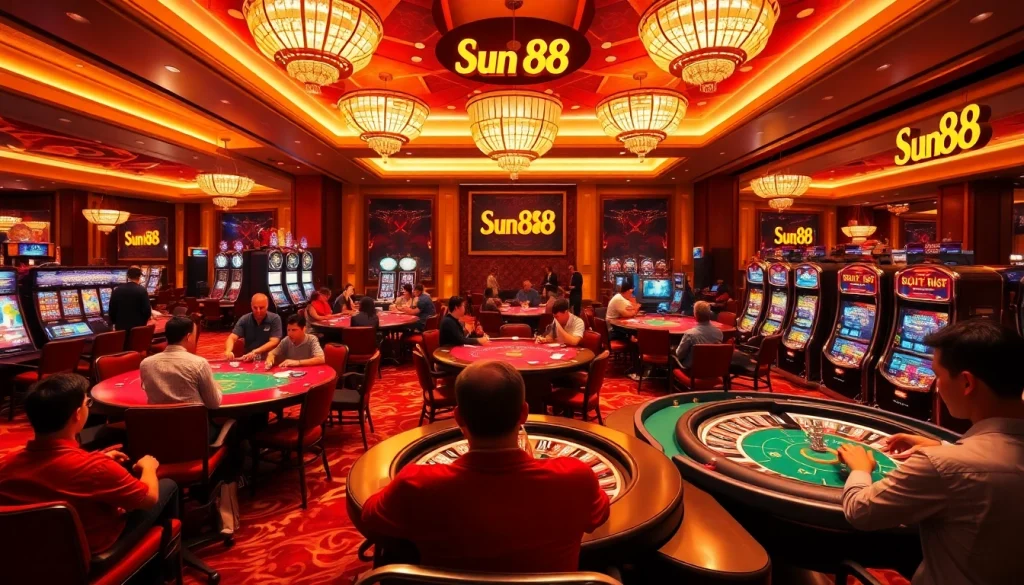 Experience the excitement of Sun88 gaming with vibrant tables and thrilling gamblers.
