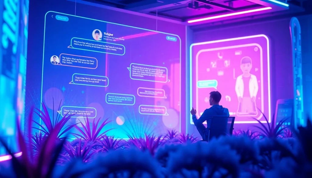 Engaging chat interface representing the concept of sex ai with vibrant AI character interactions.