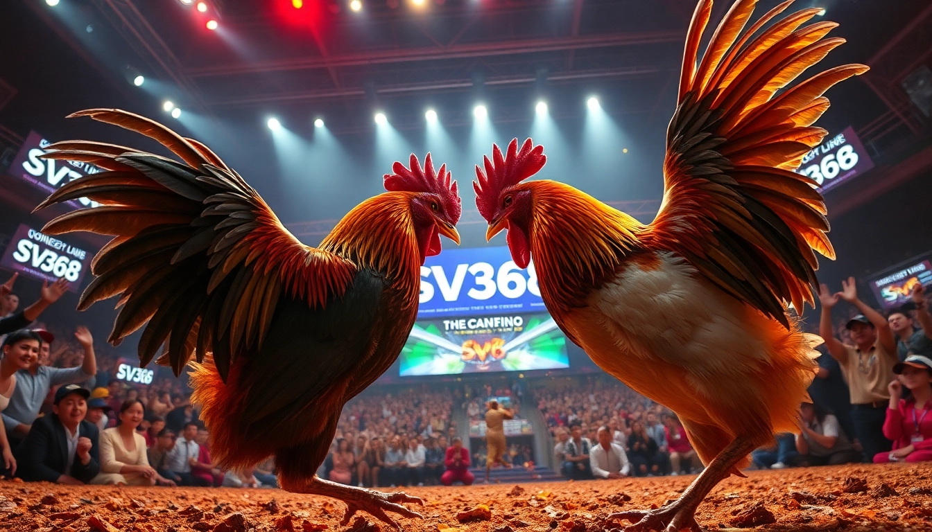Live cockfighting excitement at SV368win.live with fierce competitors and enthusiastic fans.