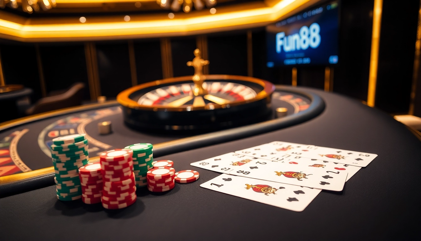 Experience thrilling gameplay at Fun88 with lively casino tables and captivating atmosphere.