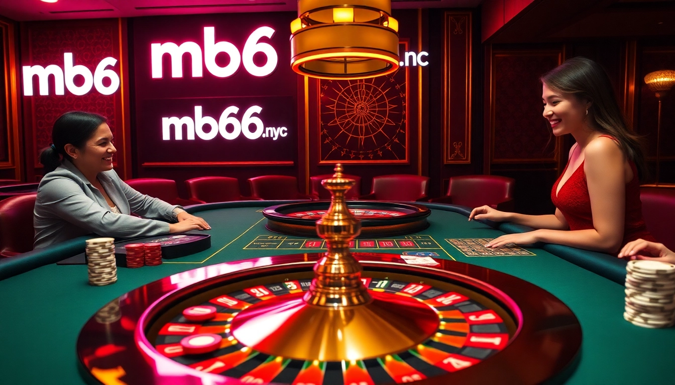 Experience exciting gameplay at mb66.nyc with vibrant poker chips and a sparkling roulette wheel.