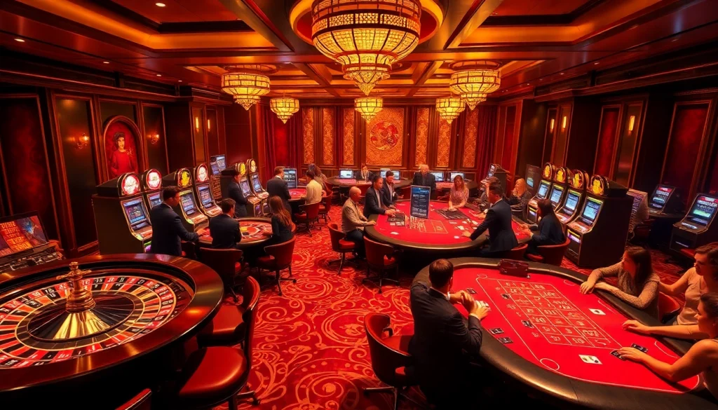 Engaged players experience the thrill of winning at 79king's luxurious casino floor.