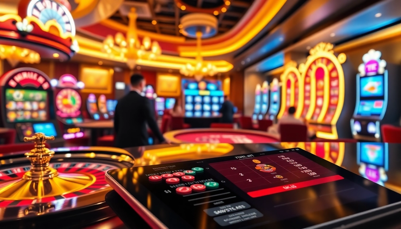 Experience exhilarating gaming action at uk88 with vibrant casino tables and modern slot machines.
