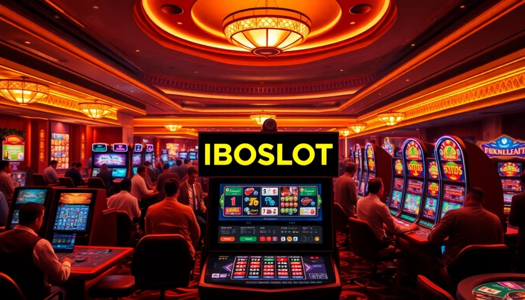 Experience thrilling gameplay at IBOSLOT with vibrant slot machines and engaged players.