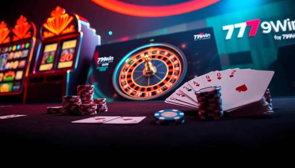 789Win platform showcasing live roulette wheel spinning with vibrant poker chips and cards in action