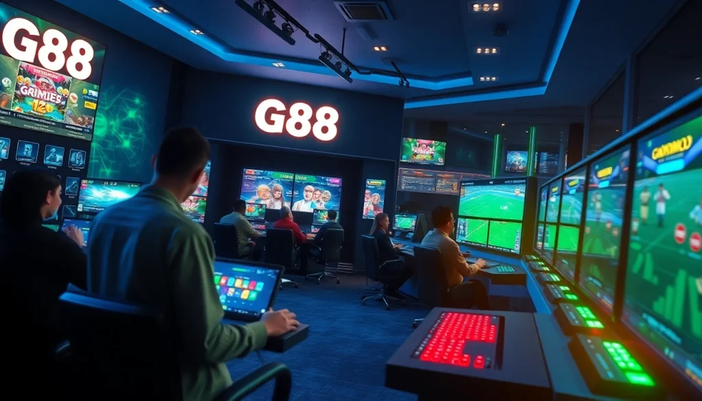 Interactive gaming scene on G88 platform showcasing vibrant games and players.
