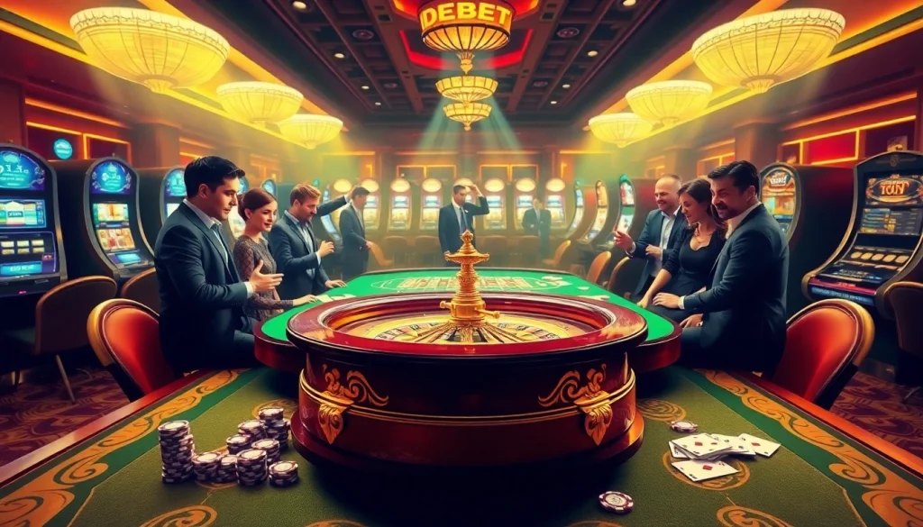 Engage with the dynamic atmosphere of Nhà cái DEBET at a luxurious casino table.