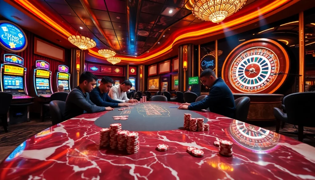 Experience the excitement of HZ88 casino with engaging gaming tables and vibrant ambiance.