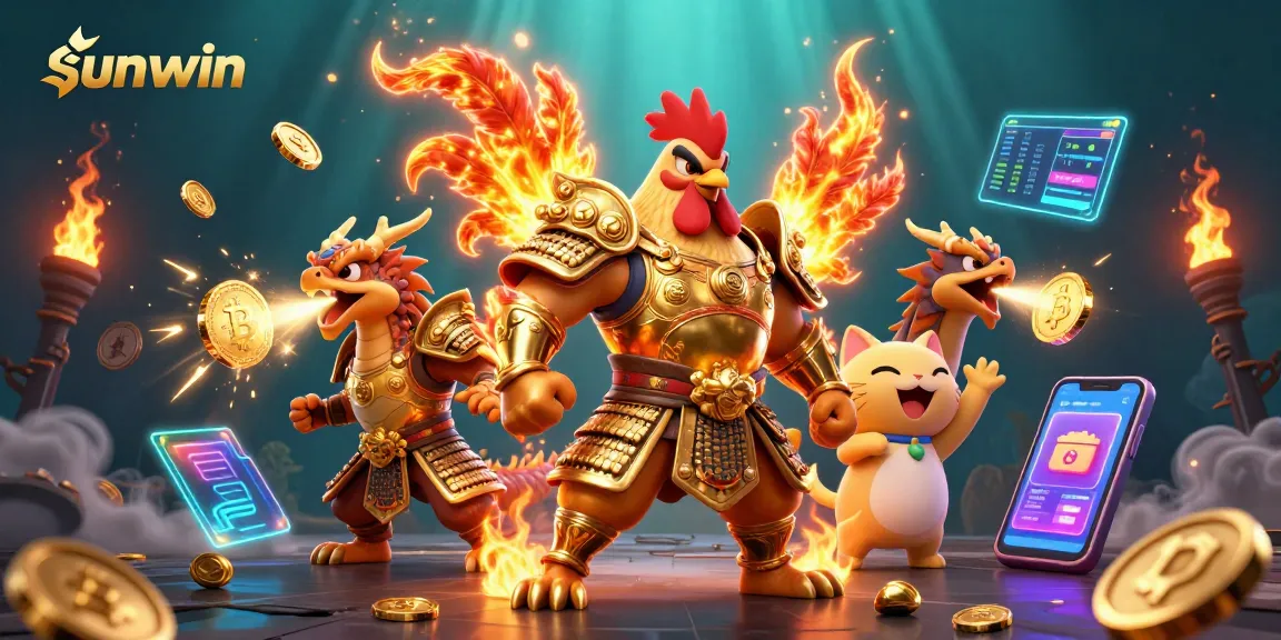 Experience sunwin's dynamic gaming world with vibrant characters and crypto elements lighting up the action.